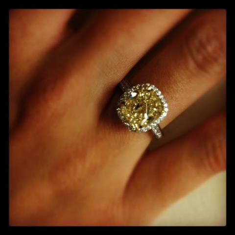 Yellow diamond cushion cut halo engagement rings