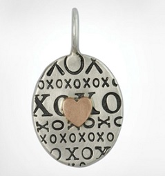 xoxox with rose gold heart charm